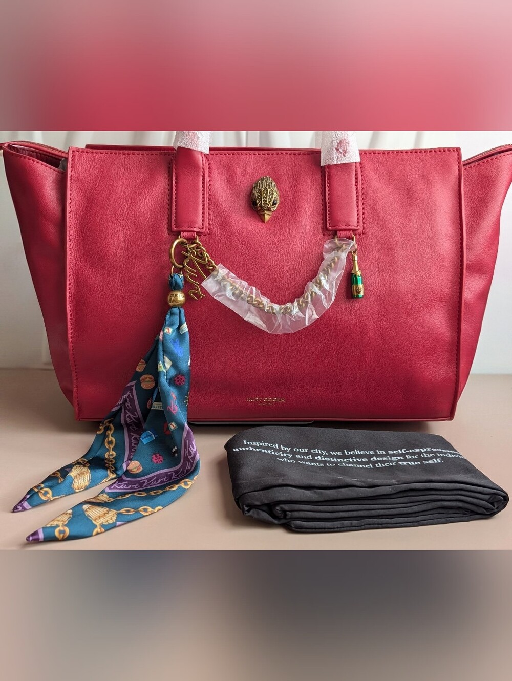 NWT Kurt Geiger London Sloane Red Leather Shopper Tote